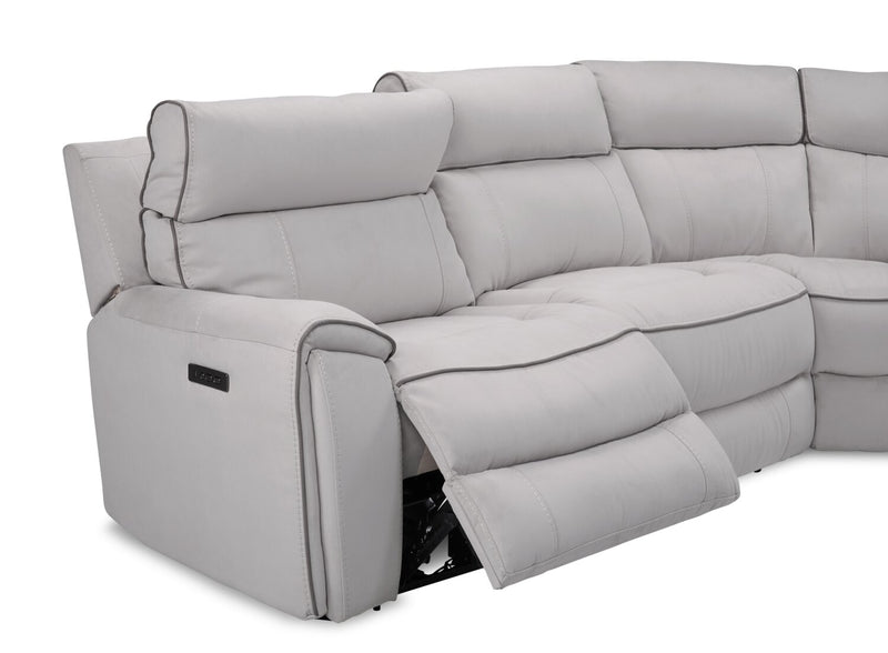 Sofa sectionnel de droite à inclinaison électrique Newport de Cindy Crawford Home 6 pièces en suédine - gris