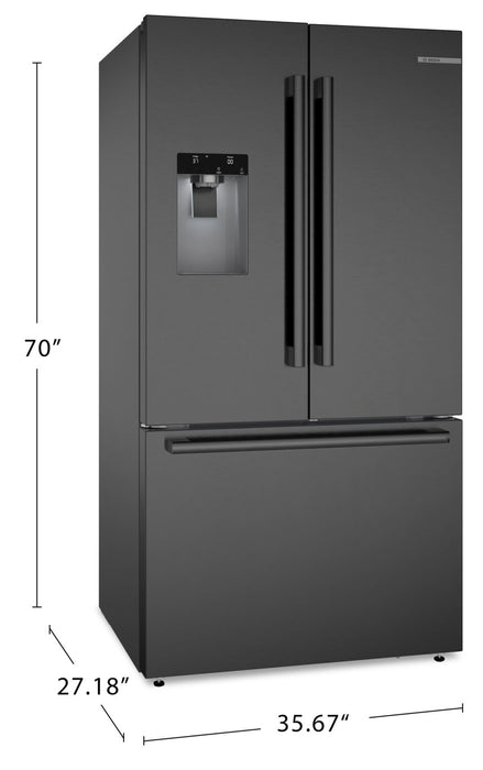 Réfrigérateur Bosch Série 500 de 36 po et de 26 pi3 à portes françaises - acier inoxydable noir - B36FD52SNB 