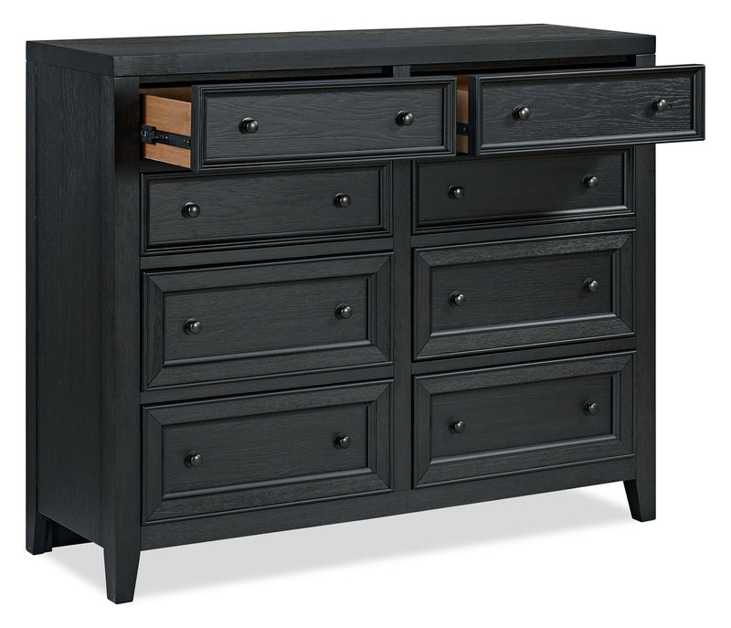 Commode Casa de 54 po (l) x 44 po (H) à 8 tiroirs en bois pour la chambre à coucher - noire