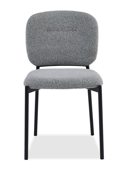 Chaise de salle à manger Luka en tissu bouclé et en métal - grise