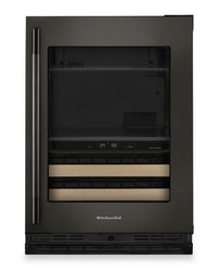  Refroidisseur à boissons KitchenAid de 24 po avec grilles à devant en bois - minerai noir - KUBR524SBE