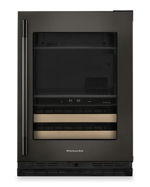 Refroidisseur à boissons KitchenAid de 24 po avec grilles à devant en bois - minerai noir - KUBR524SBE