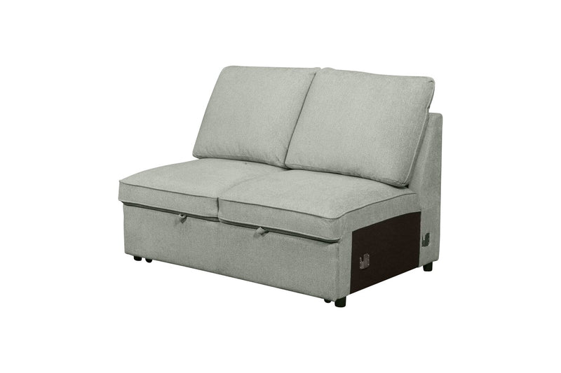 Sofa-lit sectionnel enveloppant de droite Haven de Scott Living 3 pièces en tissu de chenille - bleu écume de mer 