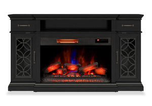 Meuble pour téléviseur Zenith de 64 po avec foyer électrique et rangement, pour téléviseurs jusqu’à 70 po - noir