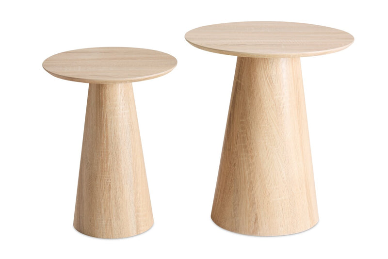2 tables d’appoint rondes Sloane - blanc vieilli 