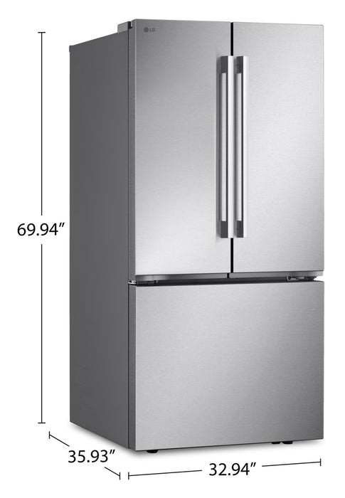Réfrigérateur LG de 25 pi3 et de 33 po de profondeur standard à portes françaises - acier inoxydable - LF25H6200S