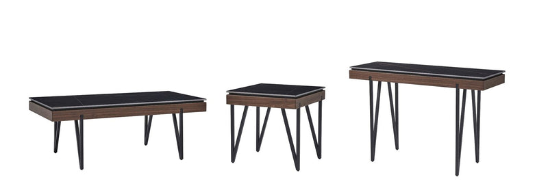 Table de bout moderne Juno de 22,5 po avec dessus en pierre frittée - noire
