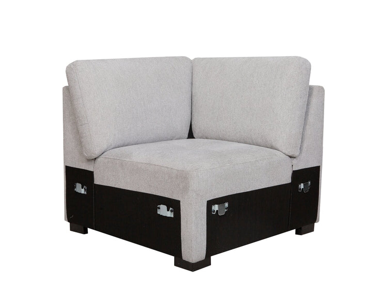 Sofa sectionnel Vault 7 pièces avec 5 fauteuils de rangement et console de rangement avec USB - gris