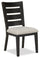 ["Chaise de salle à manger Logan en tissu de polyester avec dossier en échelle - noire"]