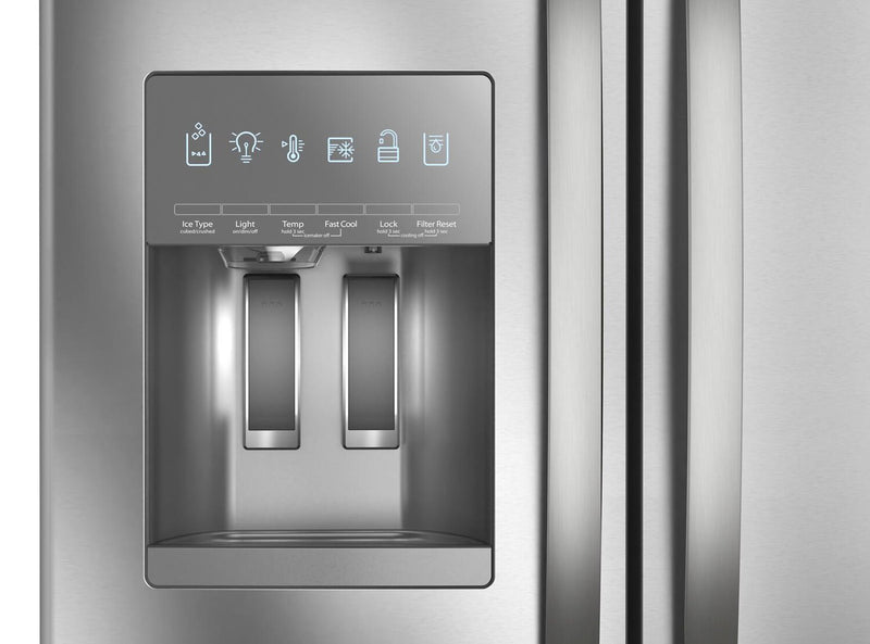 Réfrigérateur Whirlpool de 36 po et de 25 pi³ à portes françaises avec distributeur d’eau et de glaçons - WRFF3436RZ