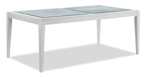 Table de salle à manger Vida de 78 po (L) avec incrustations en verre - blanche