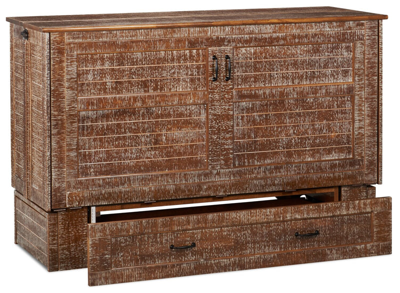 Lit escamotable Parker, marron vieilli -  format grand lit