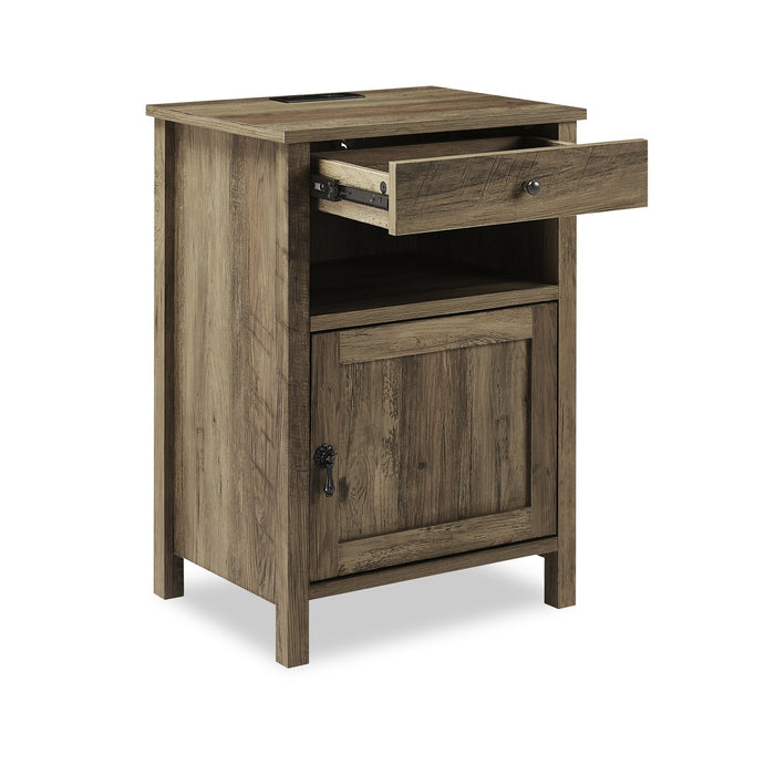 Table de nuit Theo de 18 po (l) x 25,75 po (H) à 1 tiroir avec armoire de rangement - brune