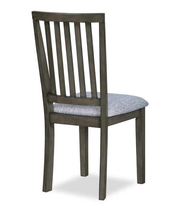Chaise de salle à manger Bryn avec siège en tissu et dossier à lattes - gris foncé