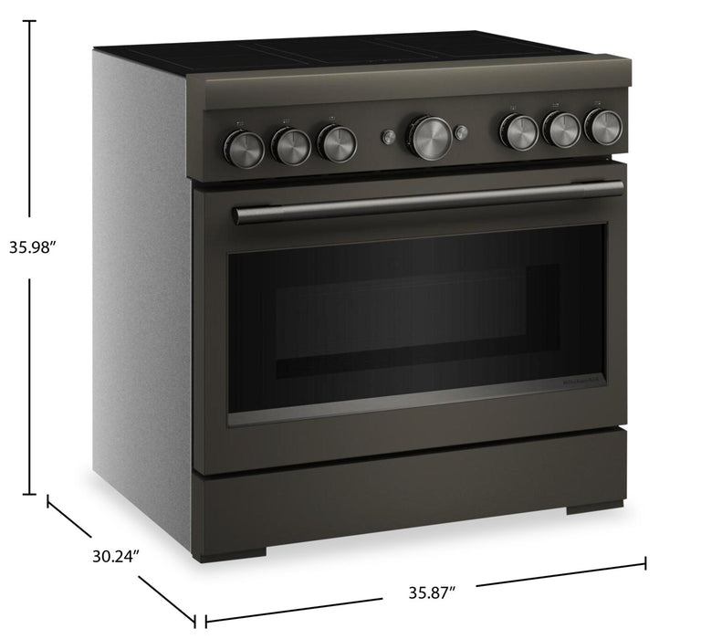 Cuisinière à induction KitchenAid de 5,1 pi3 et de 36 po avec friture à air sans préchauffage - minerai noir - KFIS936SBE 