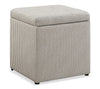 Pouf de rangement carré Yukon de 17 po en tissu - rayé gris