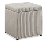  Pouf de rangement carré Yukon de 17 po en tissu - rayé gris