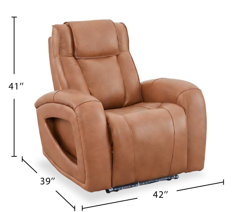 Fauteuil à inclinaison électrique Titan de Shaquille O’Neal Home de 42 po en cuir véritable avec confort Shaq-o-pedic - terre