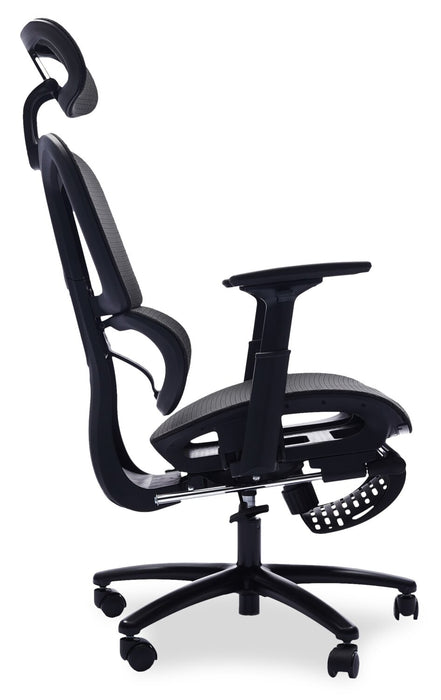 Chaise de bureau réglable Diego de Sealy de 26,3 po avec rembourrage en mailles et repose-pied - noire