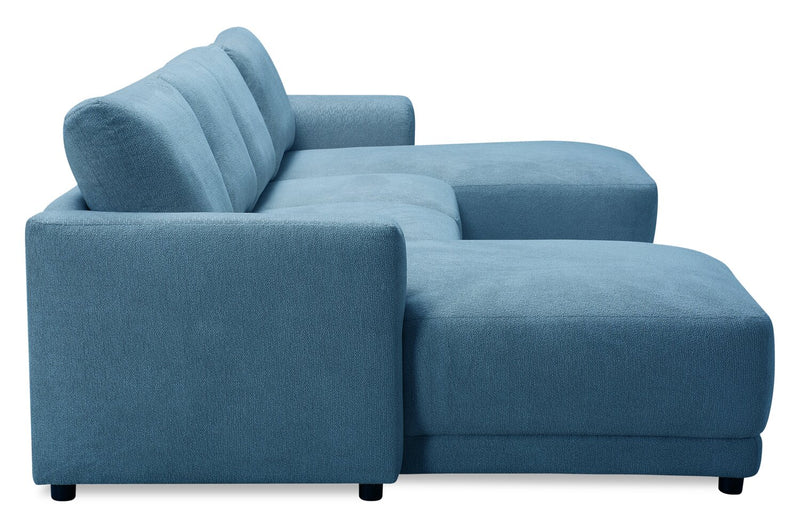 Sofa sectionnel modulaire en forme de U Voyage 4 pièces en tissu avec coussins de dossier amovibles - bleu