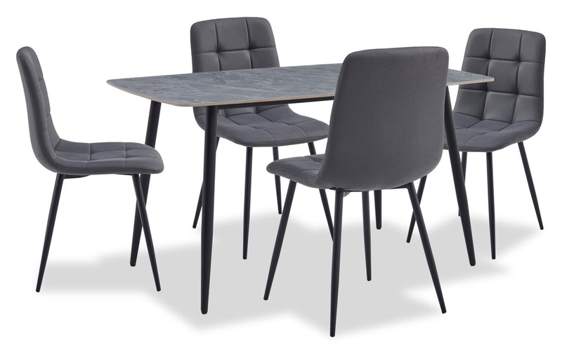 Chaise de salle à manger Arlo en métal avec siège et dossier coussinés capitonnés en tissu - anthracite