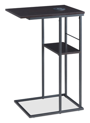 Table d’appoint Byron de 15.5 po avec recharge USB et Qi intégrée - rouge cacao et noir