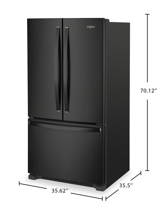 Réfrigérateur Whirlpool de 36 po et de 25,2 pi³ à portes françaises - noir - WRFF3036RB