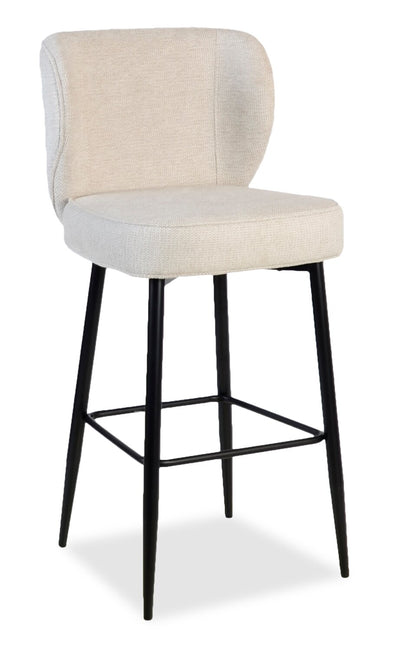 Sara Counter-Height Stool with Velvet-Like Fabric, 26"H, Metal – White | Tabouret Sara de hauteur comptoir de 26 po (H) en tissu d’apparence velours et en métal - blanc