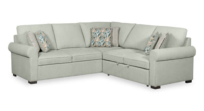 Scott Living Haven 3-Piece Chenille Fabric Sleeper Sectional - Seafoam Blue | Sofa-lit sectionnel Haven de Scott Living 3 pièces en tissu de chenille - bleu écume de mer