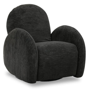 Fauteuil d’appoint coulissant, pivotant et inclinable Shay en chenille - ebony