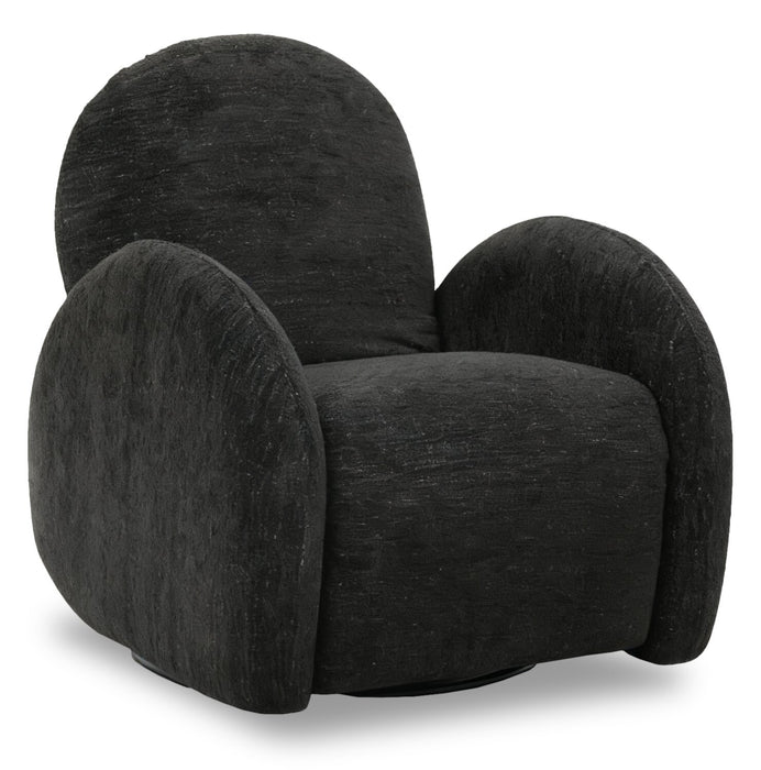 Fauteuil d’appoint coulissant, pivotant et inclinable Shay en chenille - ebony