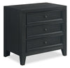 Table de nuit Casa de 27 po (l) x 26,5 po (H) en bois à 3 tiroirs avec port USB - noire