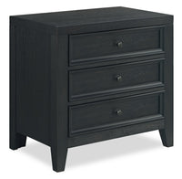  Table de nuit Casa de 27 po (l) x 26,5 po (H) en bois à 3 tiroirs avec port USB - noire