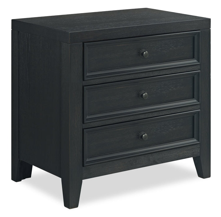 Table de nuit Casa de 27 po (l) x 26,5 po (H) en bois à 3 tiroirs avec port USB - noire