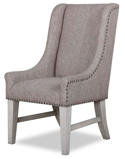 Willow Wingback Dining Chair with Polyester Fabric & Nailhead Trim - Brown | Chaise de salle à manger à oreilles Willow en tissu de polyester avec bordure de clous décoratifs - brune