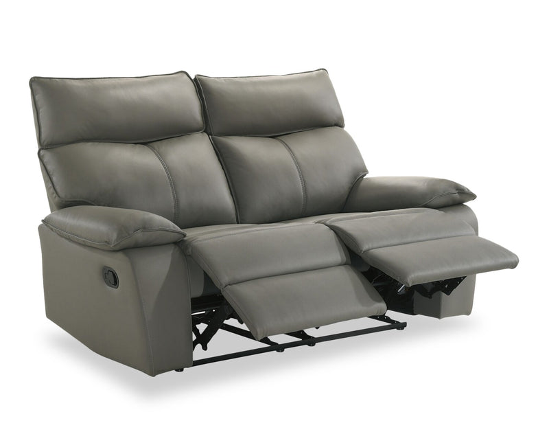 Causeuse inclinable Matteo de 64 po en cuir véritable - gris Aviarah