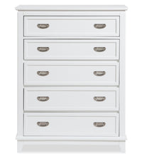 Commode verticale de chambre à coucher Quinn de 36,5 po (L) x 48,5 po (H) à 5 tiroirs - blanche