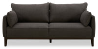  Sofa Gena de Cindy Crawford Home de 78,7 po de format condo en tissu d’apparence lin avec coussins de dossier amovibles - gris anthracite