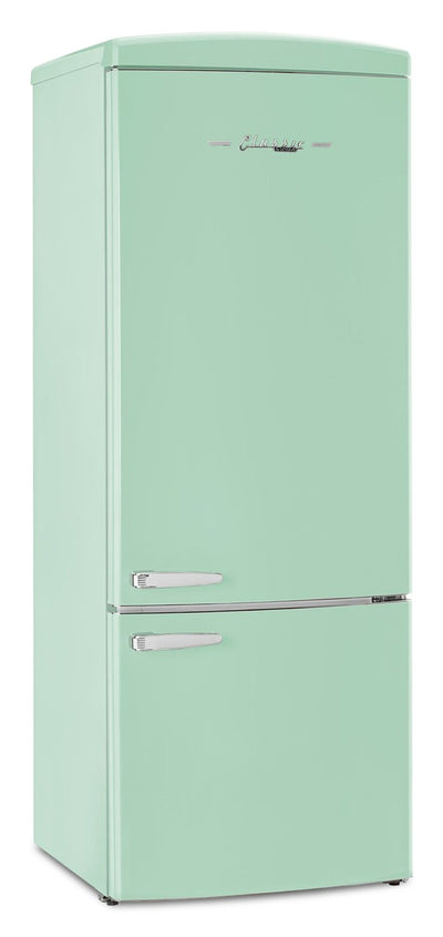Unique Classic Retro 28" 17 Cu Ft. Bottom Mount Refrigerator - Green - UNQ-455L LG AC | Réfrigérateur Classic Rétro d’Unique de 28 po et de 17 pi3 à congélateur inférieur - vert - UNQ-455L LG AC
