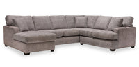  Sofa sectionnel de gauche Luxe 3 pièces fabriqué au Canada en tissu avec coussins amovibles - gris colombe Zaftig