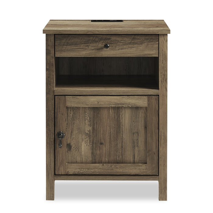 Table de nuit Theo de 18 po (l) x 25,75 po (H) à 1 tiroir avec armoire de rangement - brune