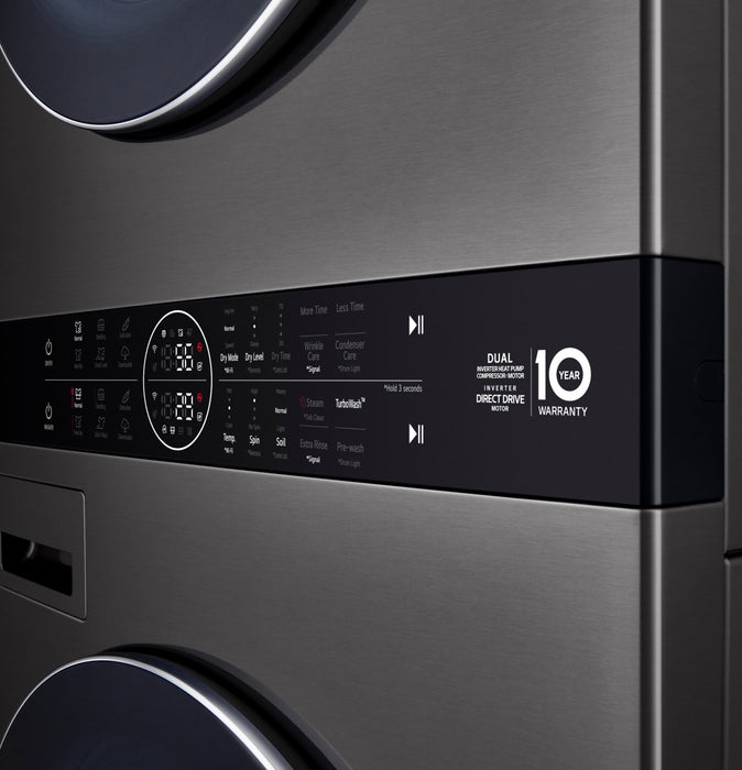 Tour de lavage WashTowerMC haute efficacité LG à chargement frontal avec laveuse de 5,8 pi³ et sécheuse de 7,8 pi³ - acier noir - WKHC252HBA