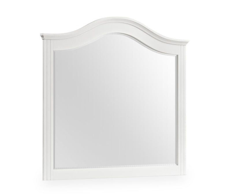 Ensemble de chambre à coucher Ella 5 pièces blanc avec lit à panneaux, commode et miroir - format très grand lit