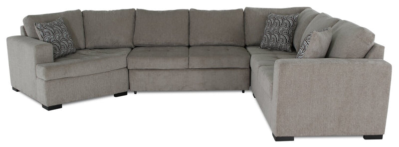Sofa-lit sectionnel de gauche Legend 4 pièces fabriqué au Canada en tissu de chenille avec fauteuil enveloppant - beige platine