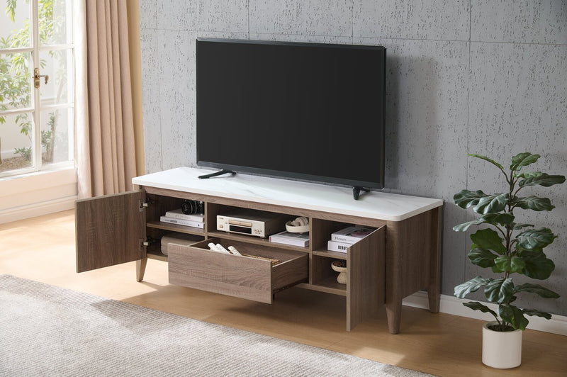 Meuble pour téléviseur moderne Carlton de 58.25 po avec rangement pour téléviseurs de jusqu’à 65 po - taupe foncé