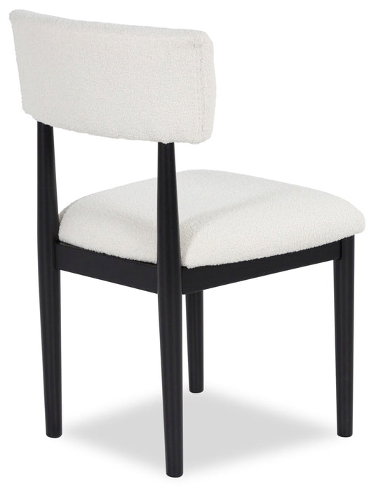 Chaise de salle à manger Jolie en tissu bouclé - blanche et noire