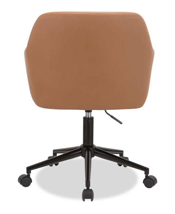 Chaise de bureau pivotante Stevie de 23 po d’apparence cuir à hauteur réglable - brun foncé