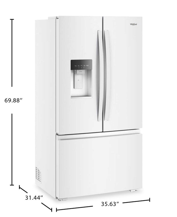 Réfrigérateur Whirlpool de 36 po et de 23,4 pi3 à portes françaises - blanc - WRFC5036RW