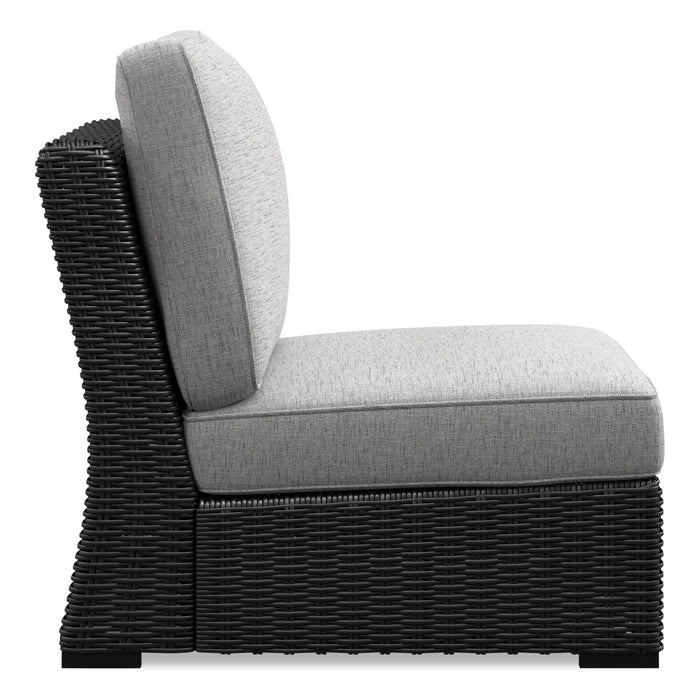 Fauteuil sans accoudoirs Jasper pour la terrasse à l’extérieur - osier en résine, tissu Nuvella