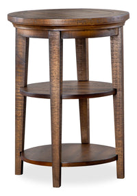  Table de bout ronde traditionnelle Hanson de 18 po en pin - muscade grillée